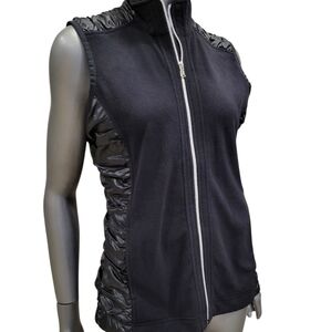 B14. Cutter & Buck Black Fleece Vest with ruched detailing - Size Medium